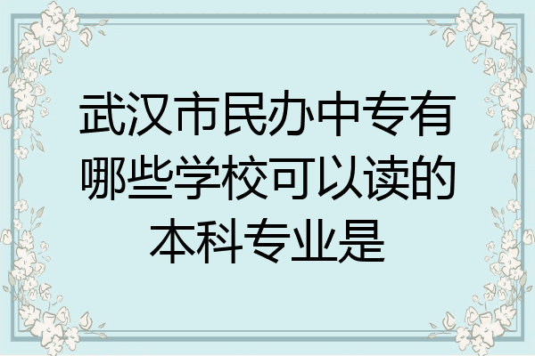 武汉市民办中专有哪些学校可以读的本科专业是