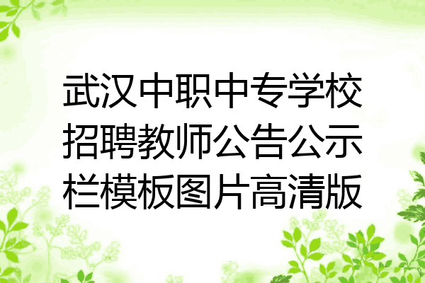 武汉中职中专学校招聘教师公告公示栏模板图片高清版