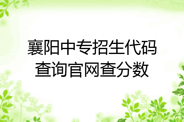 襄阳中专招生代码查询官网查分数