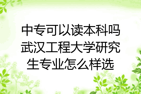 中专可以读本科吗武汉工程大学研究生专业怎么样选
