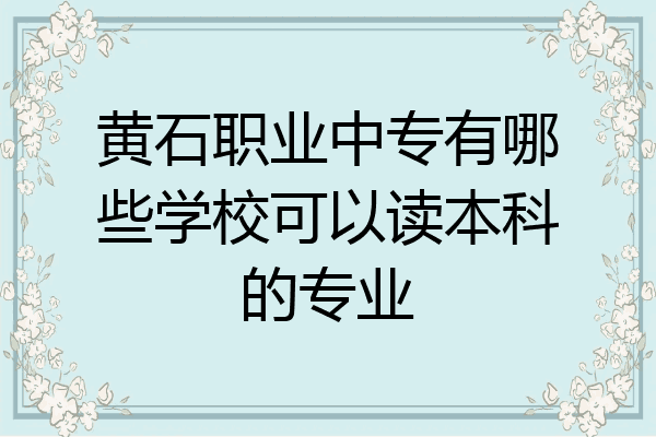 黄石职业中专有哪些学校可以读本科的专业
