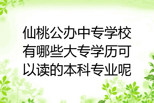 仙桃公办中专学校有哪些大专学历可以读的本科专业呢