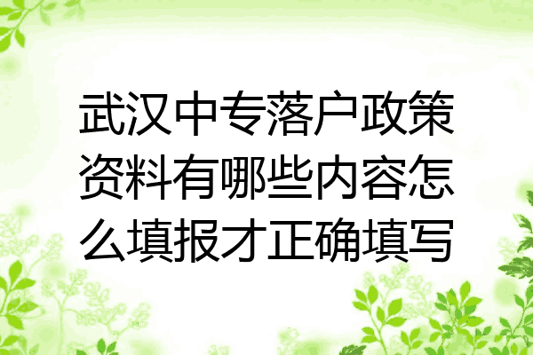 武汉中专落户政策资料有哪些内容怎么填报才正确填写