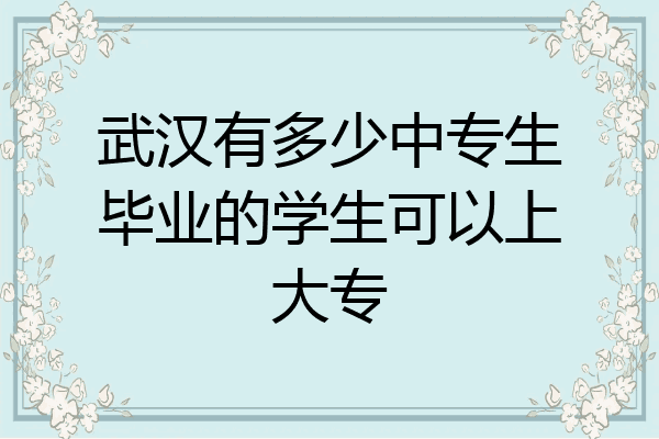 武汉有多少中专生毕业的学生可以上大专