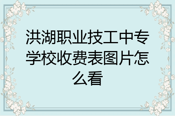 洪湖职业技工中专学校收费表图片怎么看