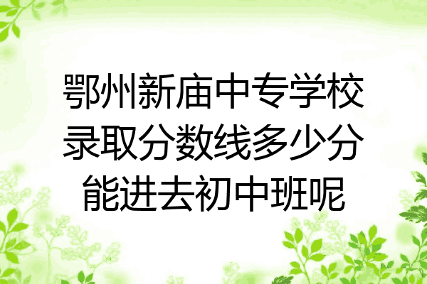 鄂州新庙中专学校录取分数线多少分能进去初中班呢