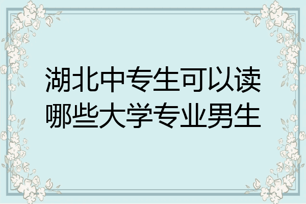 湖北中专生可以读哪些大学专业男生