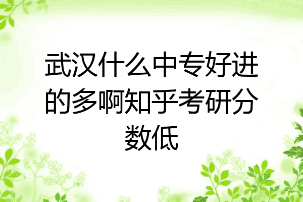 武汉什么中专好进的多啊知乎考研分数低