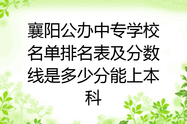 襄阳公办中专学校名单排名表及分数线是多少分能上本科