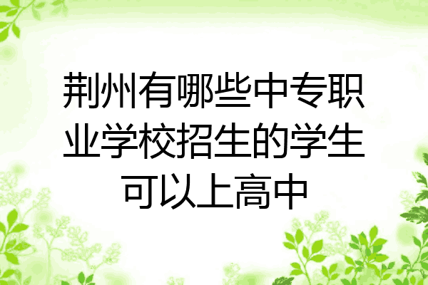 荆州有哪些中专职业学校招生的学生可以上高中