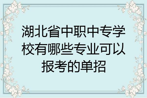 湖北省中职中专学校有哪些专业可以报考的单招