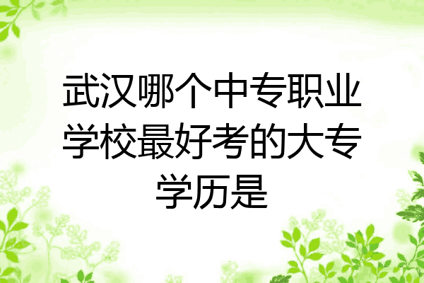 武汉哪个中专职业学校最好考的大专学历是