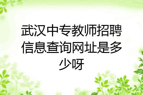 武汉中专教师招聘信息查询网址是多少呀