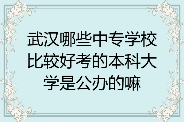 武汉哪些中专学校比较好考的本科大学是公办的嘛