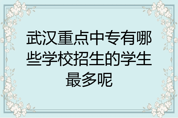 武汉重点中专有哪些学校招生的学生最多呢