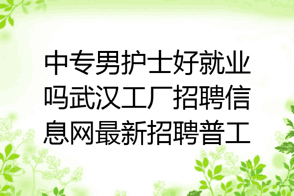 中专男护士好就业吗武汉工厂招聘信息网最新招聘普工