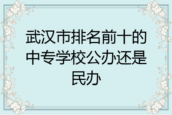 武汉市排名前十的中专学校公办还是民办