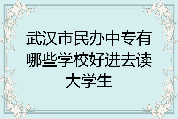 武汉市民办中专有哪些学校好进去读大学生