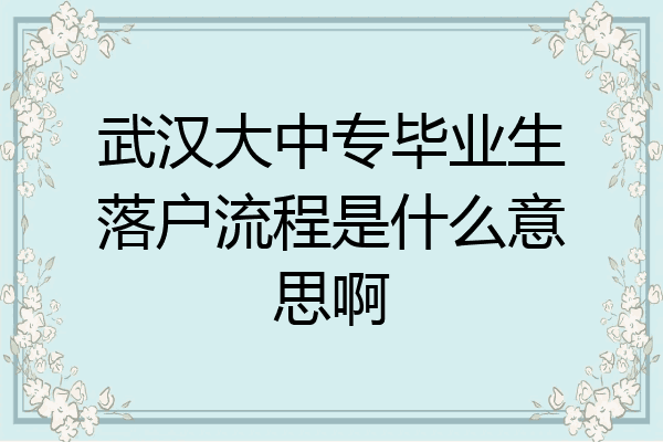 武汉大中专毕业生落户流程是什么意思啊