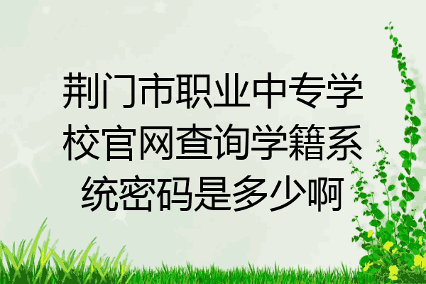 荆门市职业中专学校官网查询学籍系统密码是多少啊