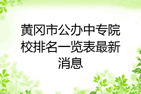 黄冈市公办中专院校排名一览表最新消息