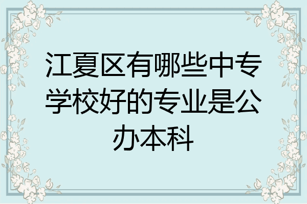 江夏区有哪些中专学校好的专业是公办本科