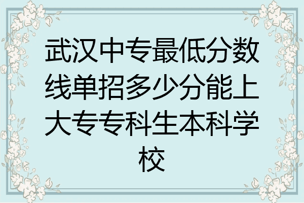 武汉中专最低分数线单招多少分能上大专专科生本科学校