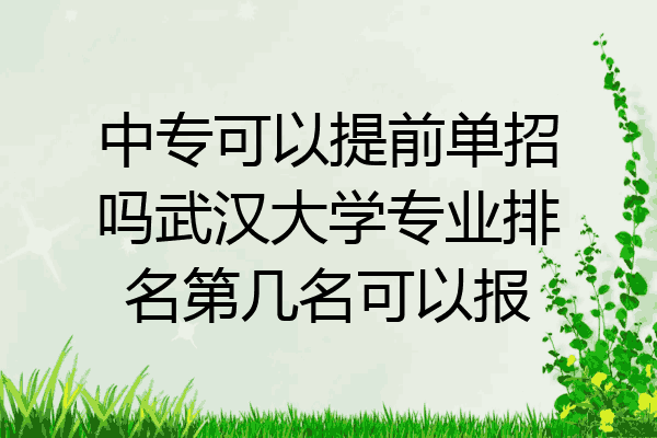 中专可以提前单招吗武汉大学专业排名第几名可以报
