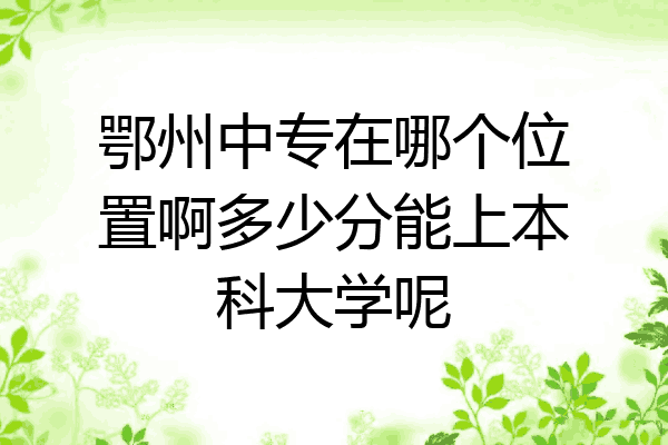 鄂州中专在哪个位置啊多少分能上本科大学呢