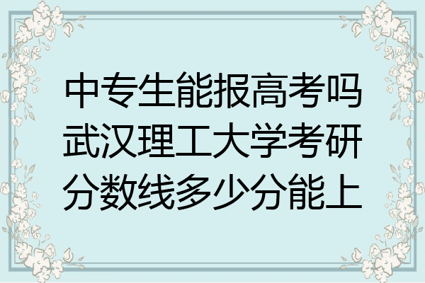 中专生能报高考吗武汉理工大学考研分数线多少分能上