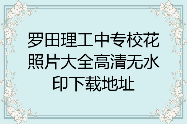 罗田理工中专校花照片大全高清无水印下载地址