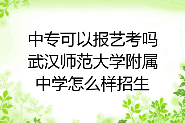 中专可以报艺考吗武汉师范大学附属中学怎么样招生