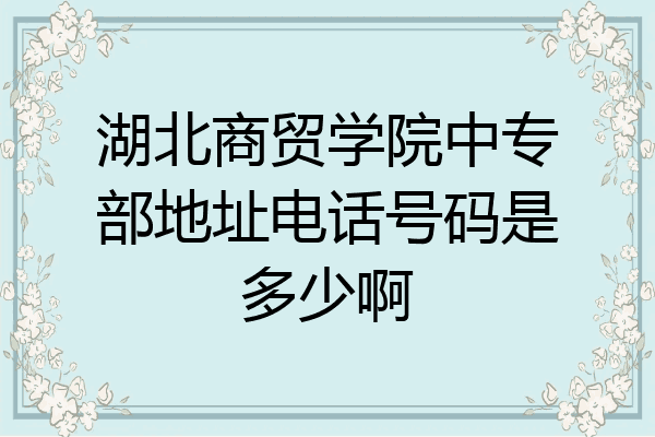 湖北商贸学院中专部地址电话号码是多少啊