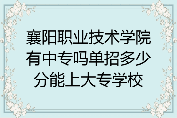 襄阳职业技术学院有中专吗单招多少分能上大专学校