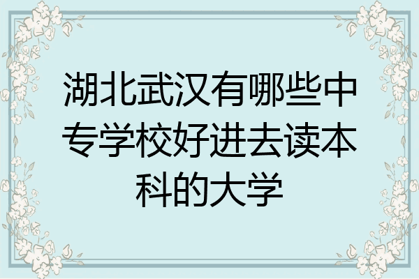 湖北武汉有哪些中专学校好进去读本科的大学
