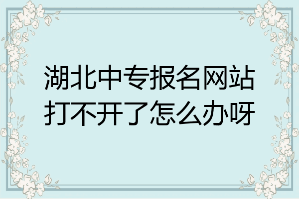 湖北中专报名网站打不开了怎么办呀