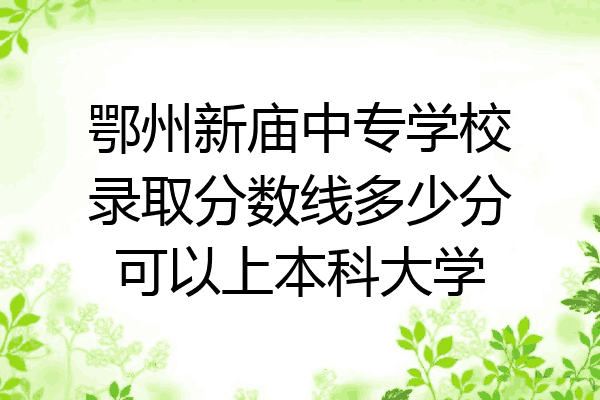 鄂州新庙中专学校录取分数线多少分可以上本科大学