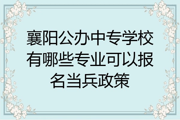 襄阳公办中专学校有哪些专业可以报名当兵政策