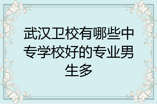 武汉卫校有哪些中专学校好的专业男生多