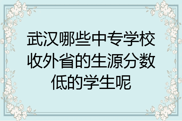 武汉哪些中专学校收外省的生源分数低的学生呢