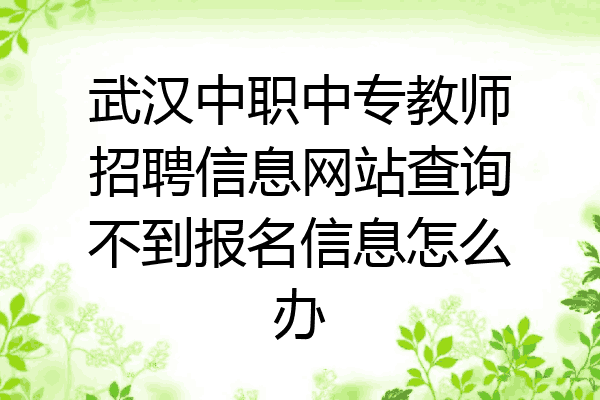武汉中职中专教师招聘信息网站查询不到报名信息怎么办