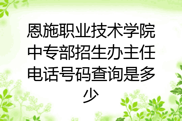 恩施职业技术学院中专部招生办主任电话号码查询是多少