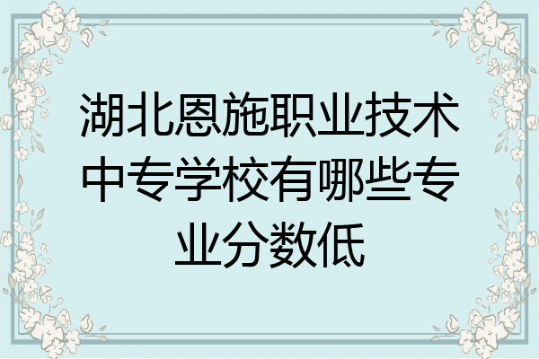 湖北恩施职业技术中专学校有哪些专业分数低
