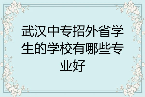 武汉中专招外省学生的学校有哪些专业好