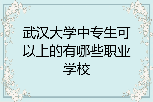 武汉大学中专生可以上的有哪些职业学校