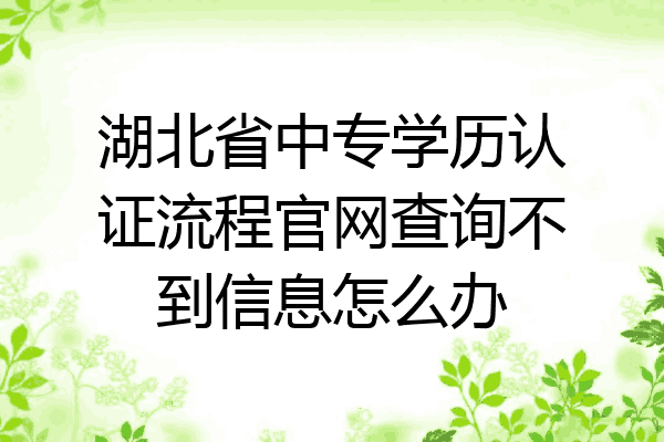 湖北省中专学历认证流程官网查询不到信息怎么办