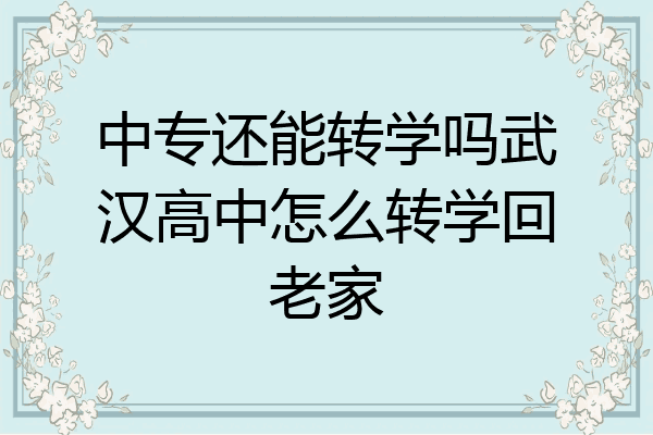 中专还能转学吗武汉高中怎么转学回老家