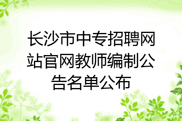 长沙市中专招聘网站官网教师编制公告名单公布