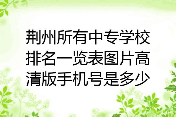 荆州所有中专学校排名一览表图片高清版手机号是多少