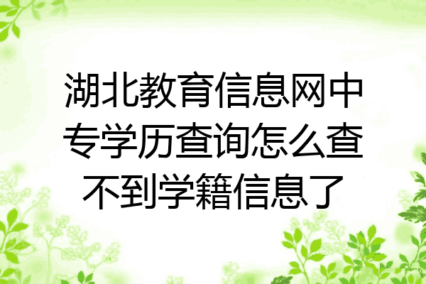 湖北教育信息网中专学历查询怎么查不到学籍信息了